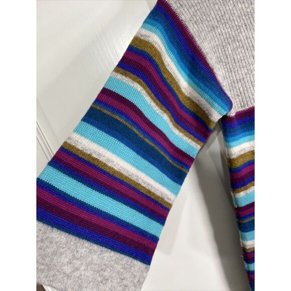 Free People Women's Medium Gray and Multicolored Striped Mini Sweater Dress - Picture 3 of 7